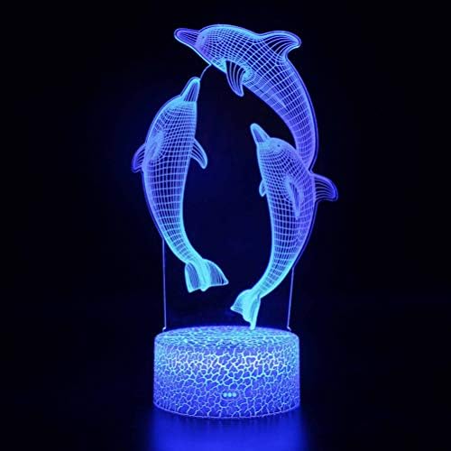 Lâmpada de mesa de mesa de Toyandona LED LED Night Light 3D Dolphin Animal 7 Cores Alterando a luz da lâmpada de