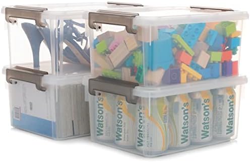 CityLife 4 pacotes 7.4 BINS de armazenamento de plástico QT com tampas de contêineres de armazenamento
