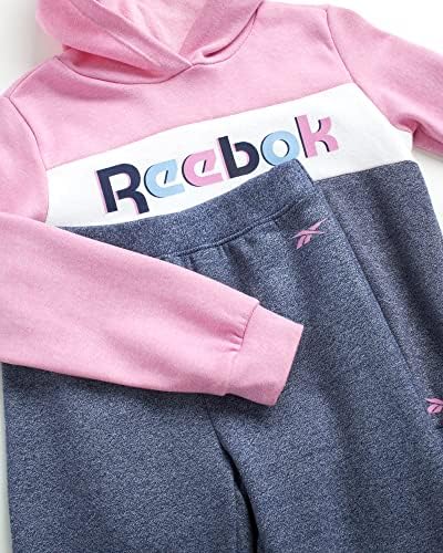Reebok Girls 'Sweatsuit - 2 peças com capuz de lã e calça de moletom de corredor