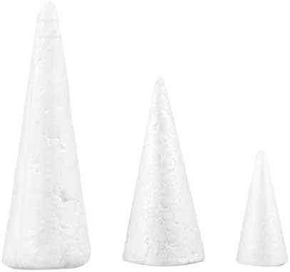 Sewroro 15pcs Cones brancos de espuma Coes de espuma para artesanato DIY Vários tamanhos de cones