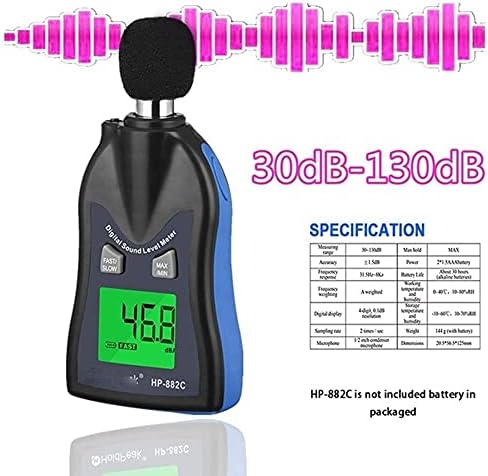 WDBBY Digital Sound Nível de ruído Medidor de ruído 30-130dB Detector de áudio Decibel Testador LCD Smart Sensor