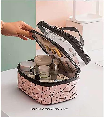 Bolsa cosmética de camada dupla simpleshedonism, caixa portátil para mulheres, caixa de armazenamento