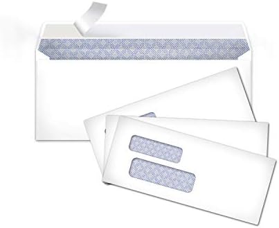 Basics 9 Envelopes com casca e selo, janela dupla, segurança de segurança, 500 pacote e 10 envelopes