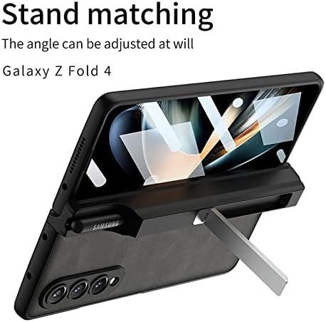 Conjunto de marcas Samsung Galaxy Z Fold 4 Caso, Galaxy Z Fold 4 Caso de couro com Kickstand e Pen Capacitive Pen,