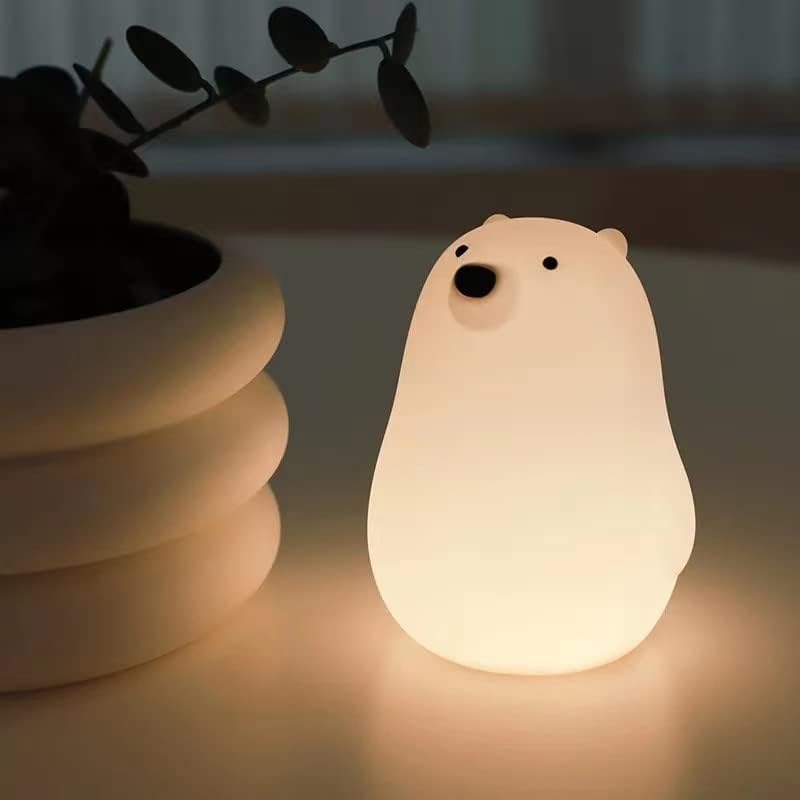 Thiaoouba Kids Night Light - Little White Bear Touches Night Light ， Cute Animal Baby Lamp Lâmpada de