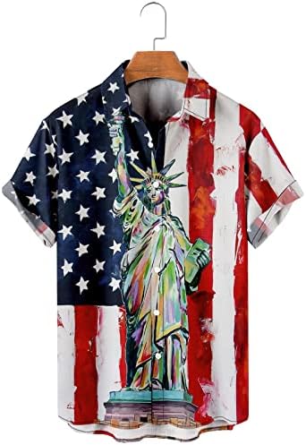 Xxbr 4 de julho Camisetas havaianas para homens Patriótico Americano Patriota Americana Tops Button Down