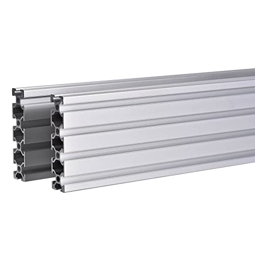 2pcs 20 séries t slot 2080 Perfil de extrusão de alumínio 39.4 '', trilho linear padrão europeu
