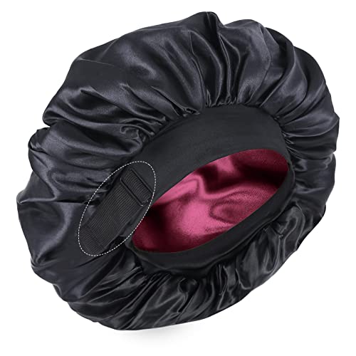 Capoto de seda para capoto de cetim de camada dupla adormecida Capéu ajustável para mulheres negras