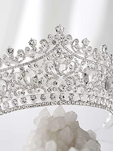 Sweetv Crystal Tiara Crown for Women, Tiara Wedding for Bride, Princesa Tiara Queen Crown, Acessórios para