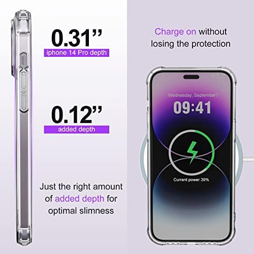 Projetado para o iPhone 14 Pro Max Case Clear, [Tecnologia anti-amarelo] [Proteção militar de proteção] Proteção