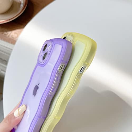 Caseative Solid Color Wave Curly Frame Clear Soft Compatible com a caixa do iPhone
