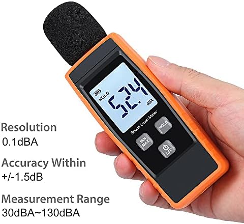 WDBBY SOL Nível de som Decibel Medidor de medidor de medidor Mini Mini Medidor de ruído Testador de ruído