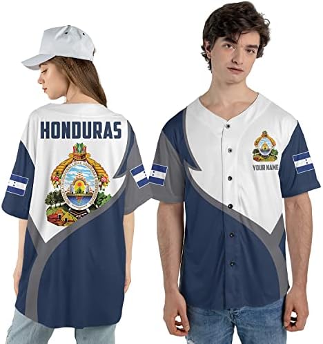 Tinashop personalizada camisa de camisa de beisebol de bandeira de Honduras, camisa de honduras, camisa honduras