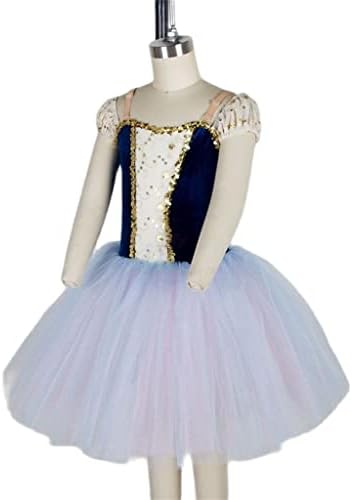 Corpete de veludo azul escuro CCBUY TUTU DANCE ROMACTERAL DANCE Costumo feminino Costume da bailarina