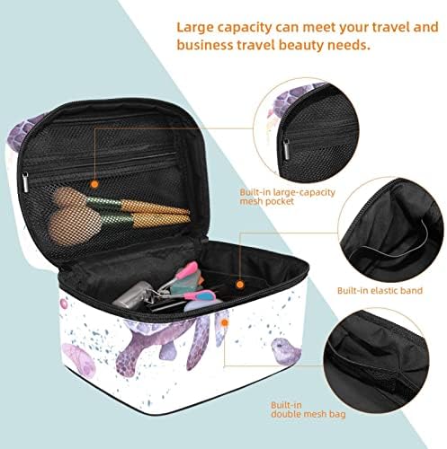 Bolsa de maquiagem de viagem Yoyoamoy com compartimento, Tartarugas coloridas conchas grandes casos