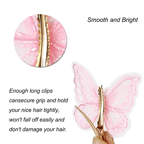 Clipes de cabelo de borboleta na ninha mais 15 peças de 2,6 polegadas Bordado de bordado de renda Butterfly pinos