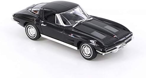 Diecast Car W/Exibir estampa - 1963 Chevy Corvette Hardtop, Black - Welly 24073WBK - 1/24 Escala Diecast