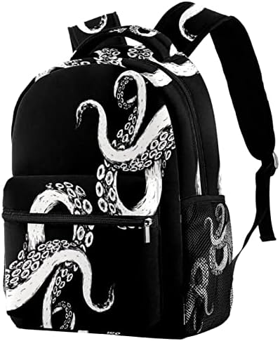 Octopus on Black Mackpacks Boys Girls School Book Bag Travel Caminhando Camping Daypack Rucksack