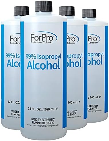 Álcool isopropílico de 99% da FORPRO, Álcool Concentrado Puro e Não Adulterado, 32 onças