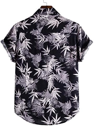 Camisas de linho de algodão masculino da Beibeia Button Floral Button Down Down Hawaiian Cirtle Vintage Boho Casual