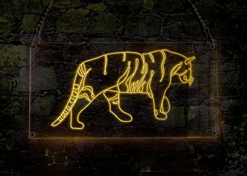Sinal de néon de tigre ambulante, tema animal feito à mão El Wire Neon Light Sign, Arte da parede da decoração