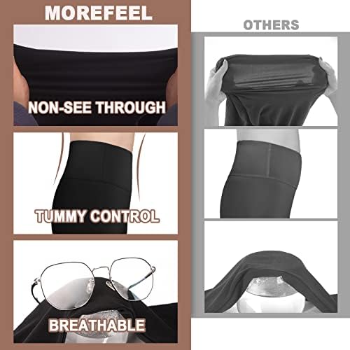 MoreFeel 3 Pack Buttery Buttery Biker Shorts para Mulheres - 5 /8 Alta cintura Tummy Control