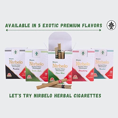 Cigarros de ervas Nirbelo Double Apple + Clove Mint Sabor Tabaco Free & Nicotine Free - 40 Cigarros