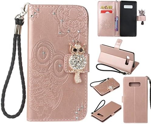 Jesiya Galaxy Note 8 Caixa da carteira, coruja fofa mandala brilhante Bling Diamond PU PU CARTO CARTO CANTO