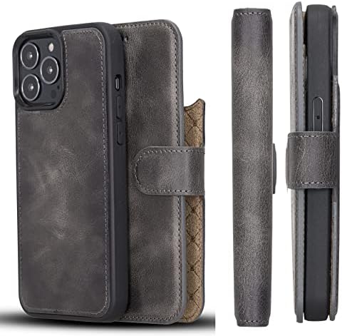 Venoult iPhone 13 Pro Max 6.7 Caso da carteira de couro genuíno para homem ou mulher de luxo de luxo de homem