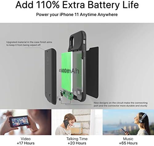 Caixa de bateria DeStek apenas para iPhone 11, REAL 4500mAh Ultra Slim Caso de Carregamento portátil Proteção