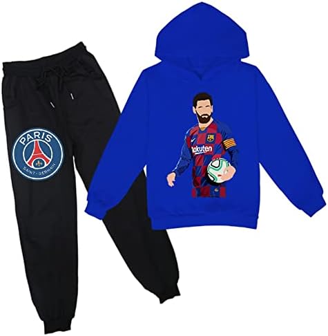Duuloon Teen Boys Fall Roupas de inverno Roupas de inverno Casual Messi com capuz de 2 peças conjuntos de roupas