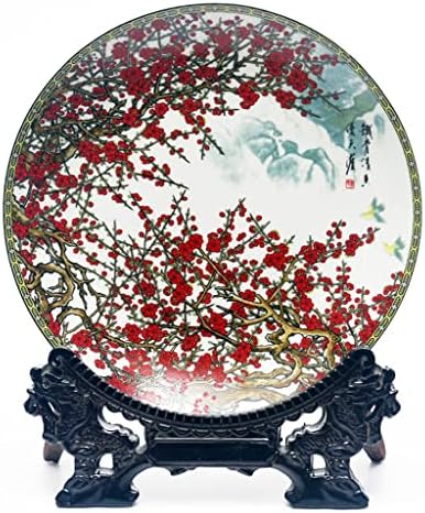 Czdyuf Ceramic Plate Plate Plumflower Placa de decoração chinesa Placa de porcelana Placa de flores Definir parede