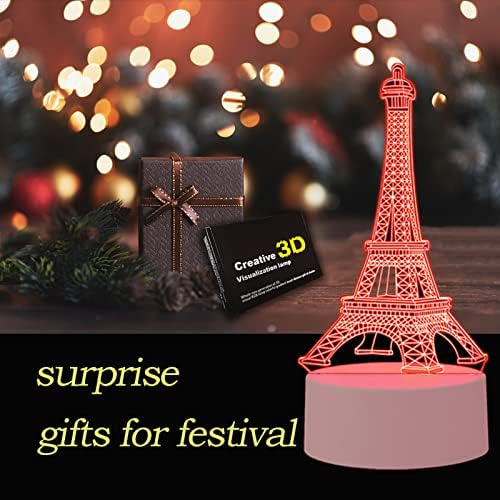 Zegenmall Night Light, Lâmpada de Ilusão da Torre Eiffel 3D, presentes surpresa para crianças, bom para a decoração