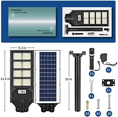 Sensor de movimento leve da rua solar 200W, 800 LEDs de inundação solar LED ao ar livre com controle remoto,