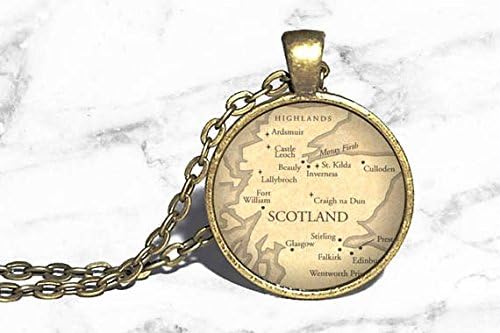 Xianglian Scottish Highlands Map Colar, colar de Highlander, anel de pulseira de chaveiro