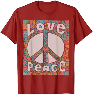 Paz sinal de amor camiseta dos anos 60s 70s