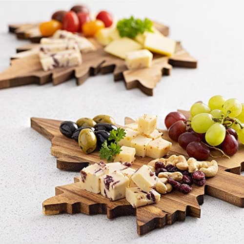 Navaris Maple Leaf Serving Boards - Conselho de corte de madeira para queijo, comida, entretenimento - 12 Small