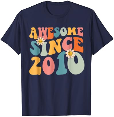 Presente de aniversário de 13º aniversário incrível desde 2010, de 13 anos, camiseta groovy