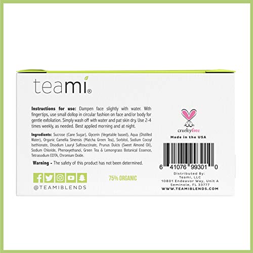 Scrub facial do Teami Matcha Green Tea - esfoliação natural esfoliante e esfoliação corporal
