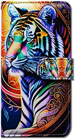 Caixa BCOV Galaxy A23 5G, capa colorida de capa de capa de telefonia em couro Tiger Mandala com