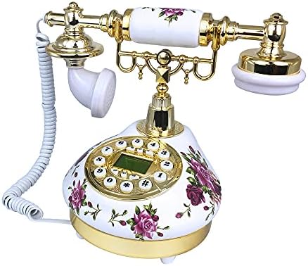 BENOTEK Corded Telefones folhosos antigos, Ceramic fez telefone doméstico antiquado, telefone