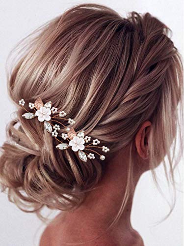 Heread Flower noivo Cabelo pinos Pearl Hair Hair Pedaços Cristal Acessórios para mulheres e meninas