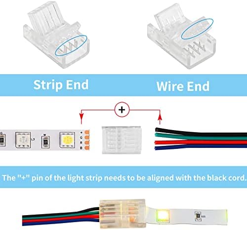 Conectores de faixa LED de 4pin HomeLife 4pin sem soldas 10 PCs com cabo de extensão de 16,4 pés 4 condutor