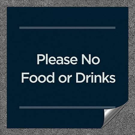 Por favor, sem comida ou bebida-Marinha básica Decalque de parede de alumínio autoadesivo industrial de serviço
