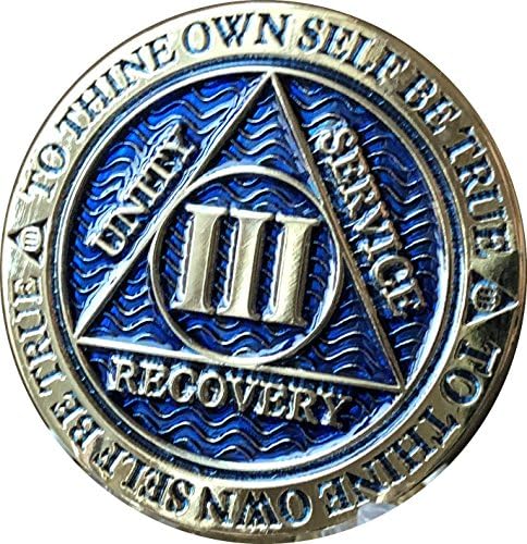 RecoveryChip 3 anos AA Medallion empoeirado cor de ouro azul chip III