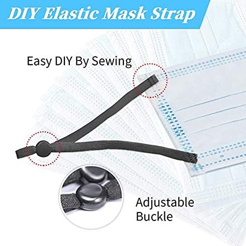 Banda de máscara elástica de costura preta Nikb com ajuste ajustável de fivela de fivela de alça de orelha