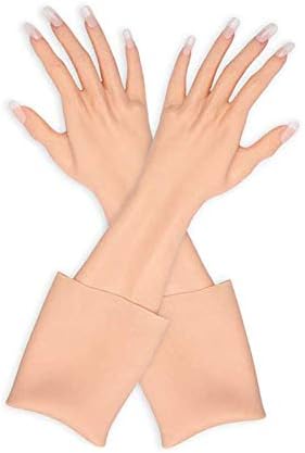 Yiqi Silicone Female Glove com unhas Braço realista com textura de pele para drag queen macho para