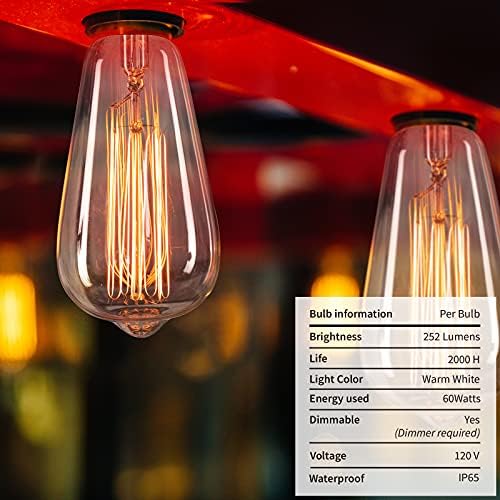 Lâmpadas de Edison, 6 pacotes de lâmpadas incandescentes vintage de 60 watts e 26 lâmpadas de