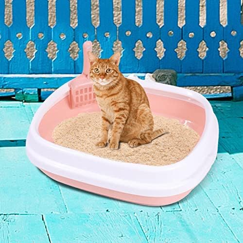 Caixa de areia de gato semi -cercada qianly aumenta a bandeja de ninhada de pet -splash da bandeja de gato de