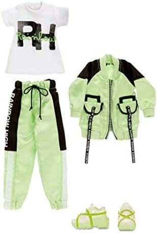Rainbow High Surprise Jade Hunter - Doneta de moda de roupas verdes com 2 roupas e acessórios completos